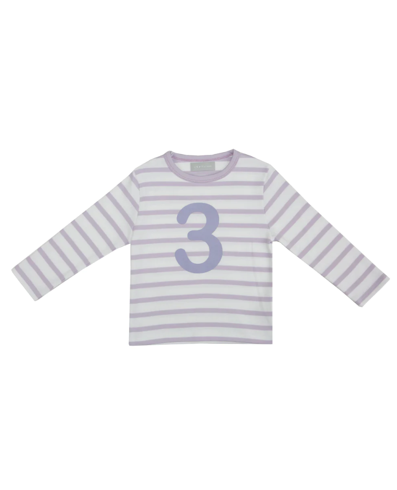 Bob and Blossom Parma Violet and White Striped Number T-Shirt