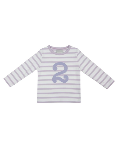Bob and Blossom Parma Violet and White Striped Number T-Shirt
