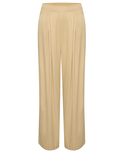 peyote beige neutral ladies causal wide leg jersey trousers 