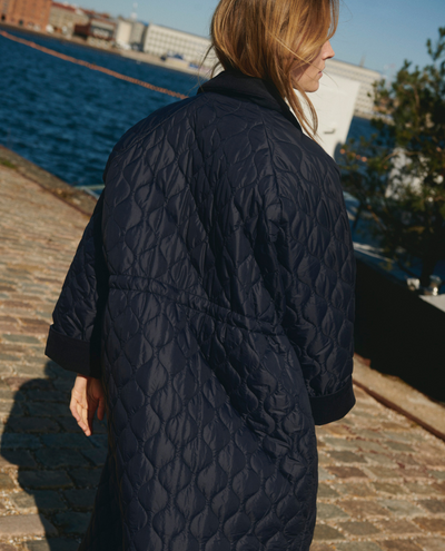 Part Two Elisa Navy Quilted Long Jacket