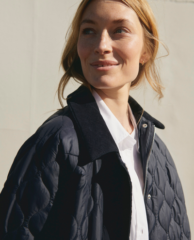 Part Two Elisa Navy Quilted Long Jacket