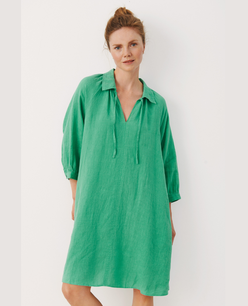 Part Two Erona Green Linen Dress