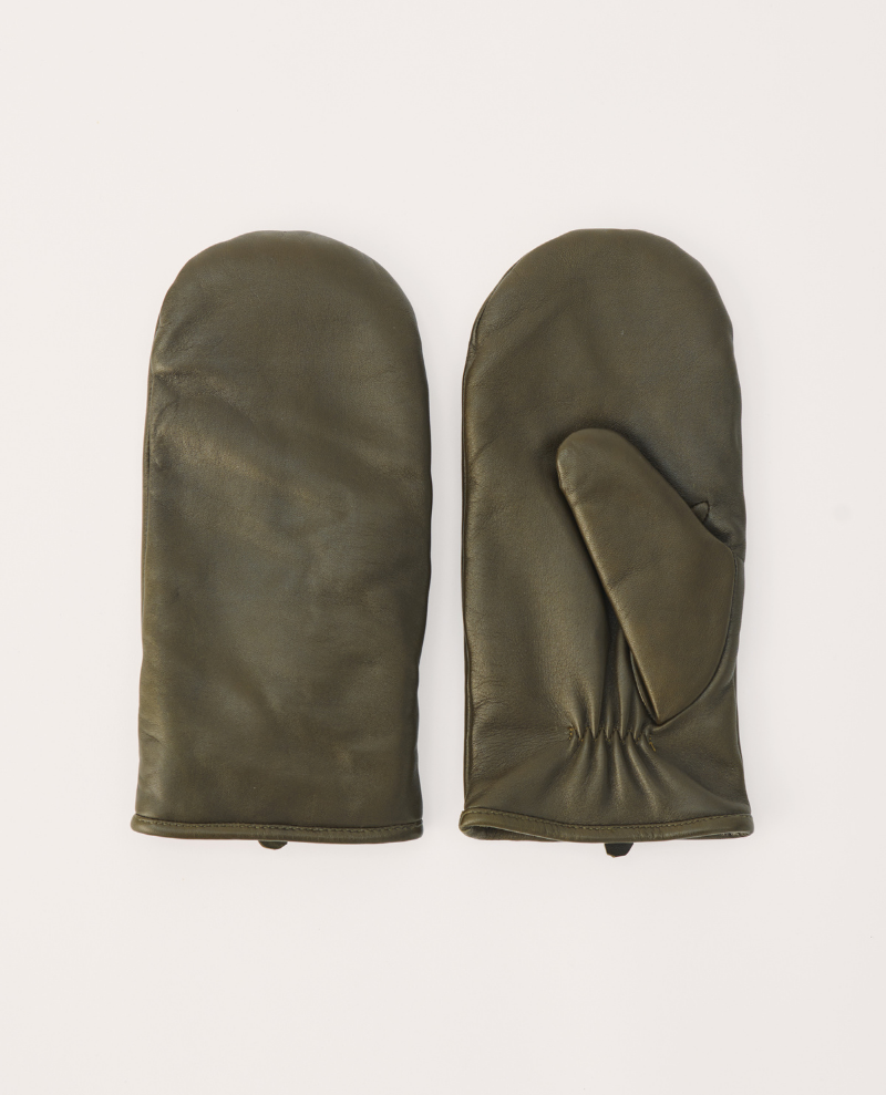 Part Two Flori Green Leather Mittens