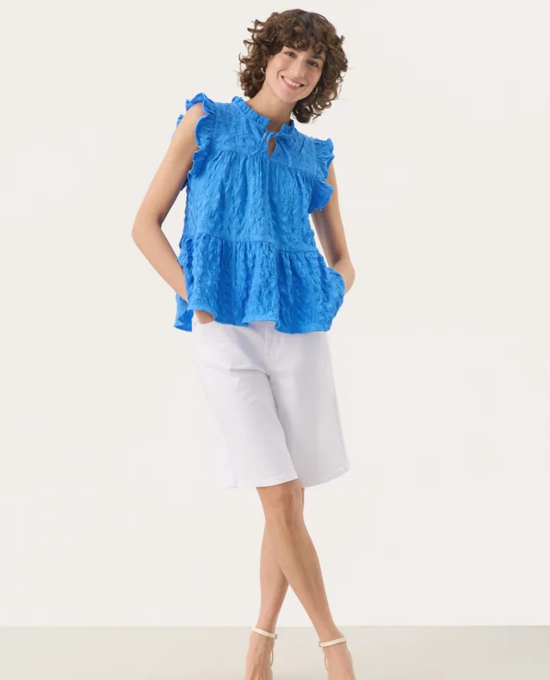 Part Two Gimaline Blue Frilly Blouse