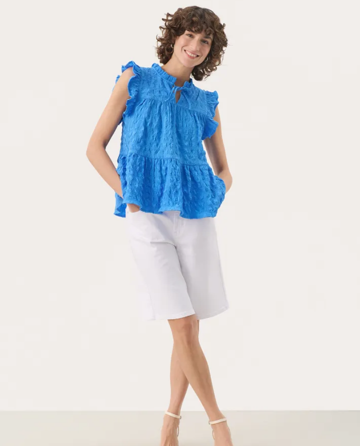 Part Two Gimaline Blue Frilly Blouse