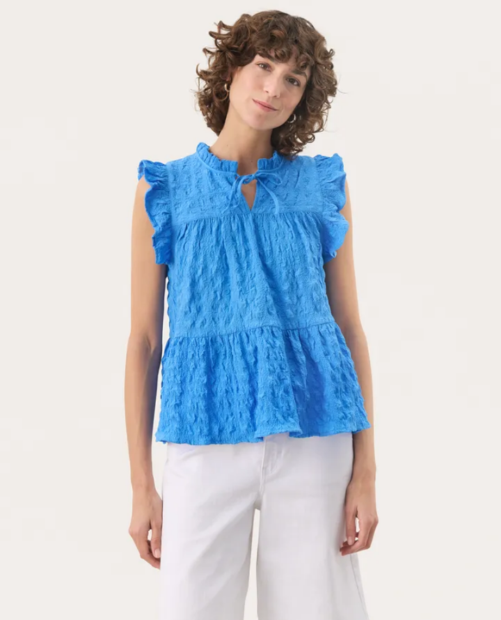 Part Two Gimaline Blue Frilly Blouse