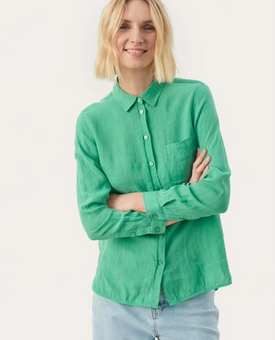 Part Two Kivas Green Linen Shirt