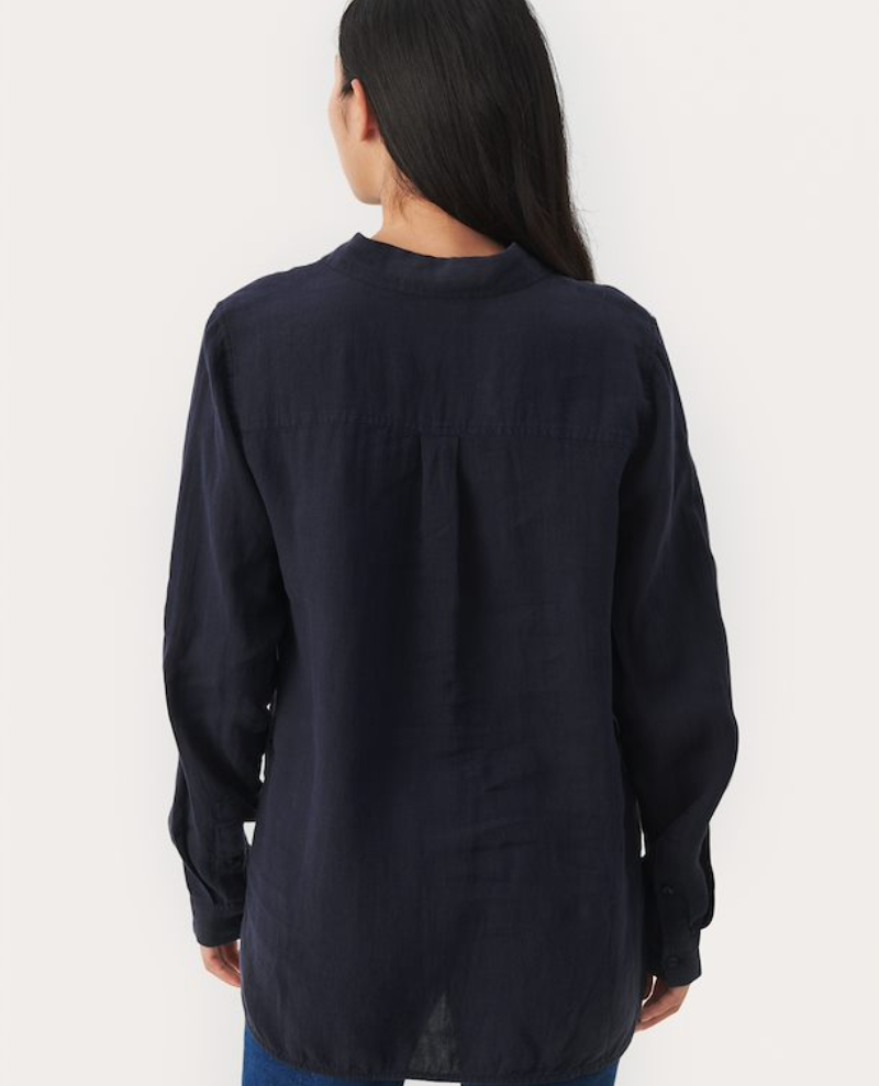 Part Two Kivas Navy Blue Linen Shirt