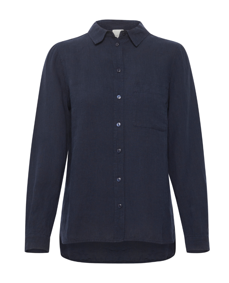 Part Two Kivas Navy Blue Linen Shirt