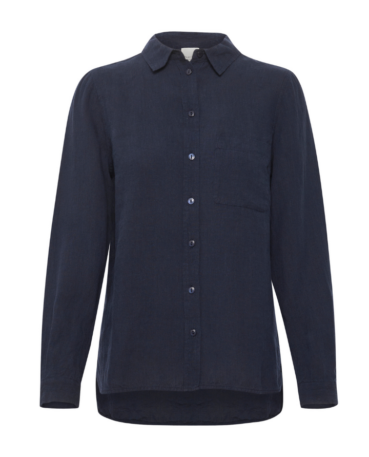 Part Two Kivas Navy Blue Linen Shirt