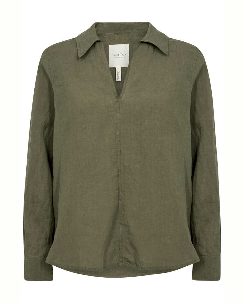 Part Two Natalee Kalamata Green Shirt