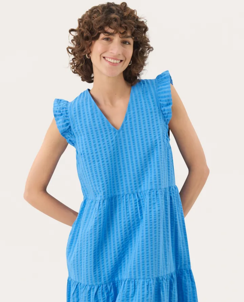 Part Two Pamalina Blue Seersucker Maxi Dress