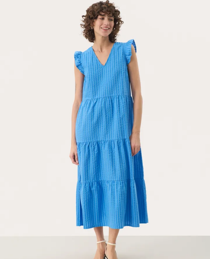 Part Two Pamalina Blue Seersucker Maxi Dress