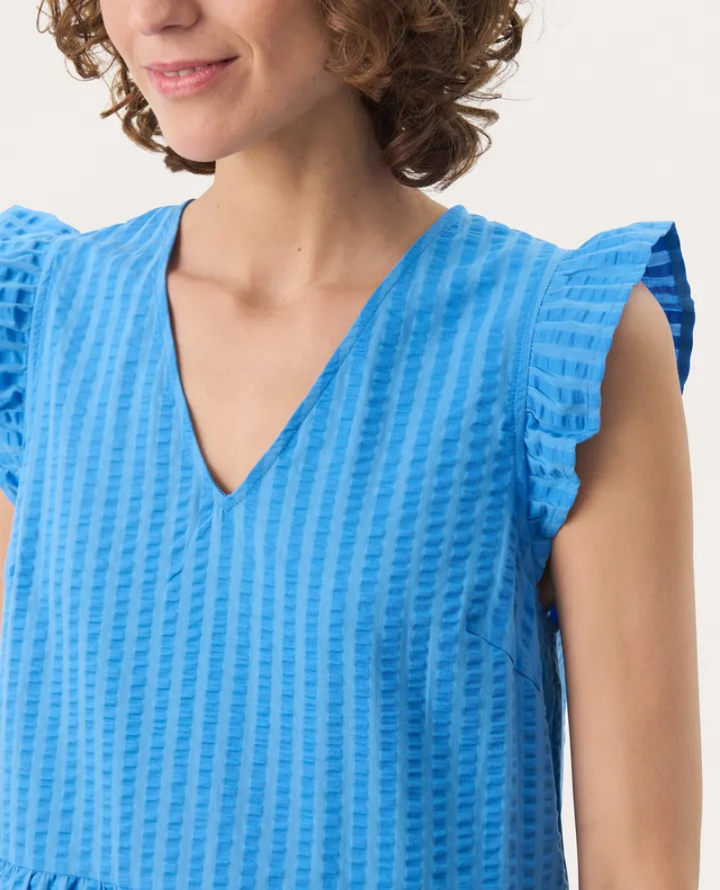 Part Two Pamalina Blue Seersucker Maxi Dress