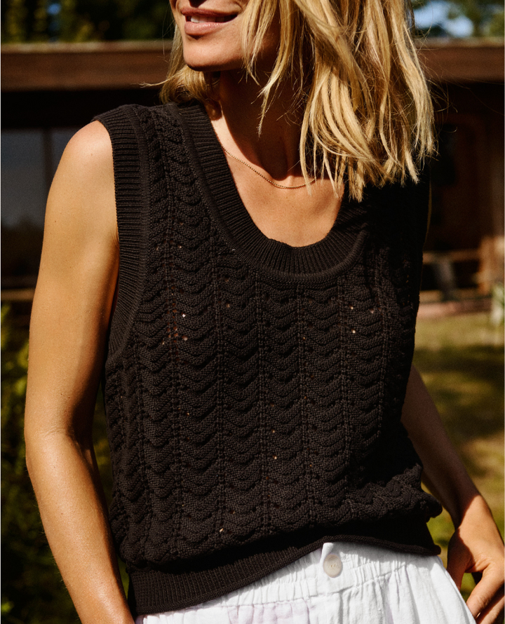Part Two Radika Black Sweater Vest Knit
