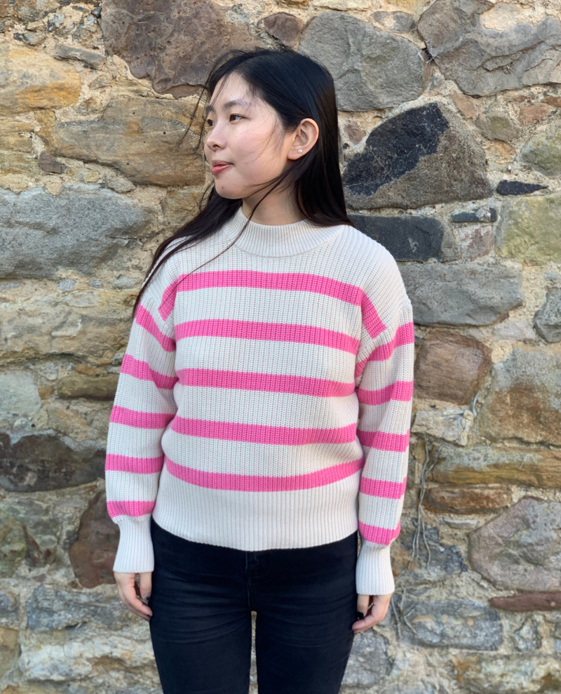 Part Two Reta Pink Stripe Cotton Knit