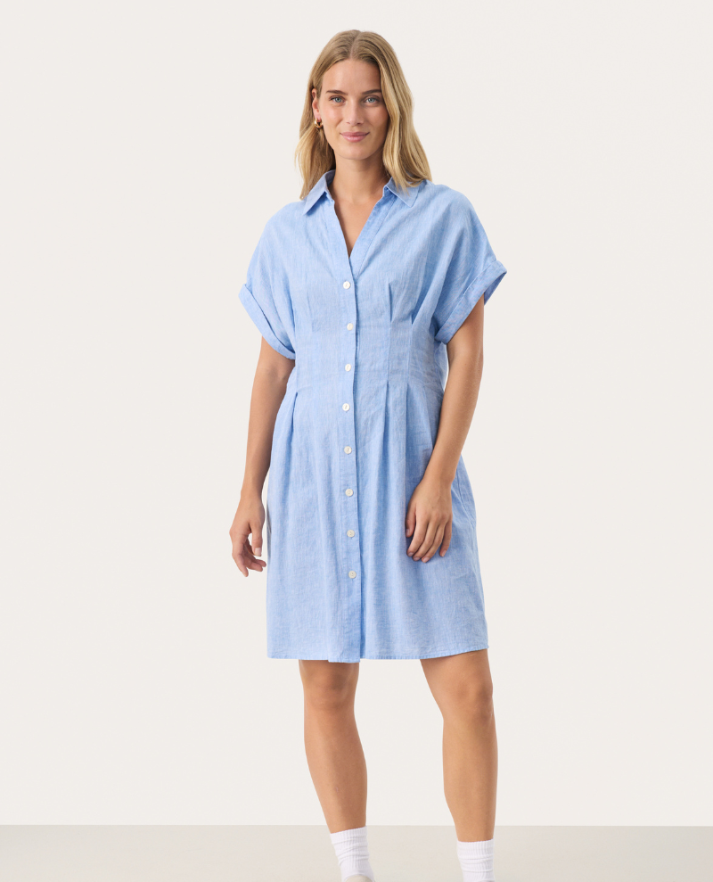 Part Two Rianna Blue Short Shirt Dress