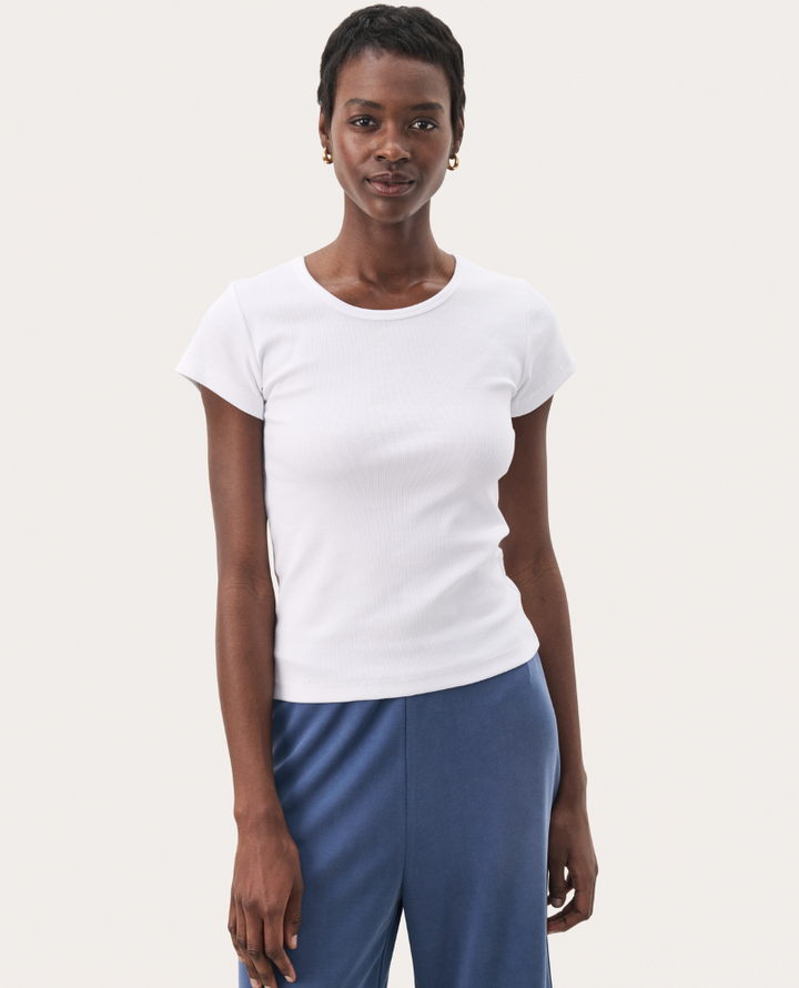 Part Two Rochelle White Ribbed T-Shirt
