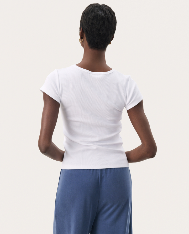 Part Two Rochelle White Ribbed T-Shirt