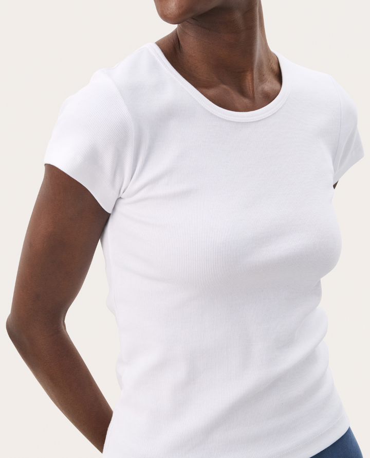 Part Two Rochelle White Ribbed T-Shirt