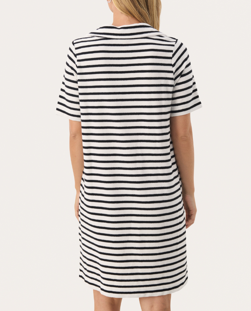 Part Two Rositta Black Stripe Towelling Dress