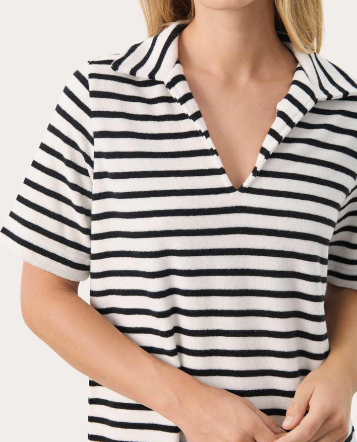Part Two Rositta Black Stripe Towelling Dress