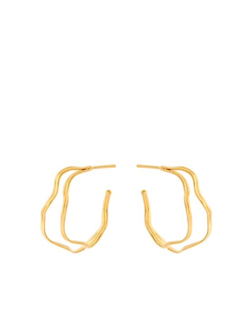Pernille Corydon Small Double Wave Gold Hoop Earrings