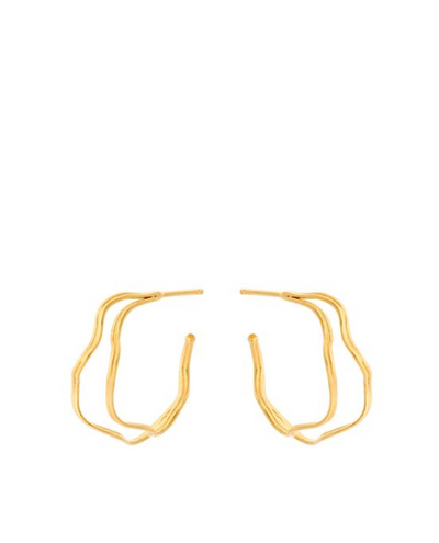 Pernille Corydon Small Double Wave Gold Hoop Earrings