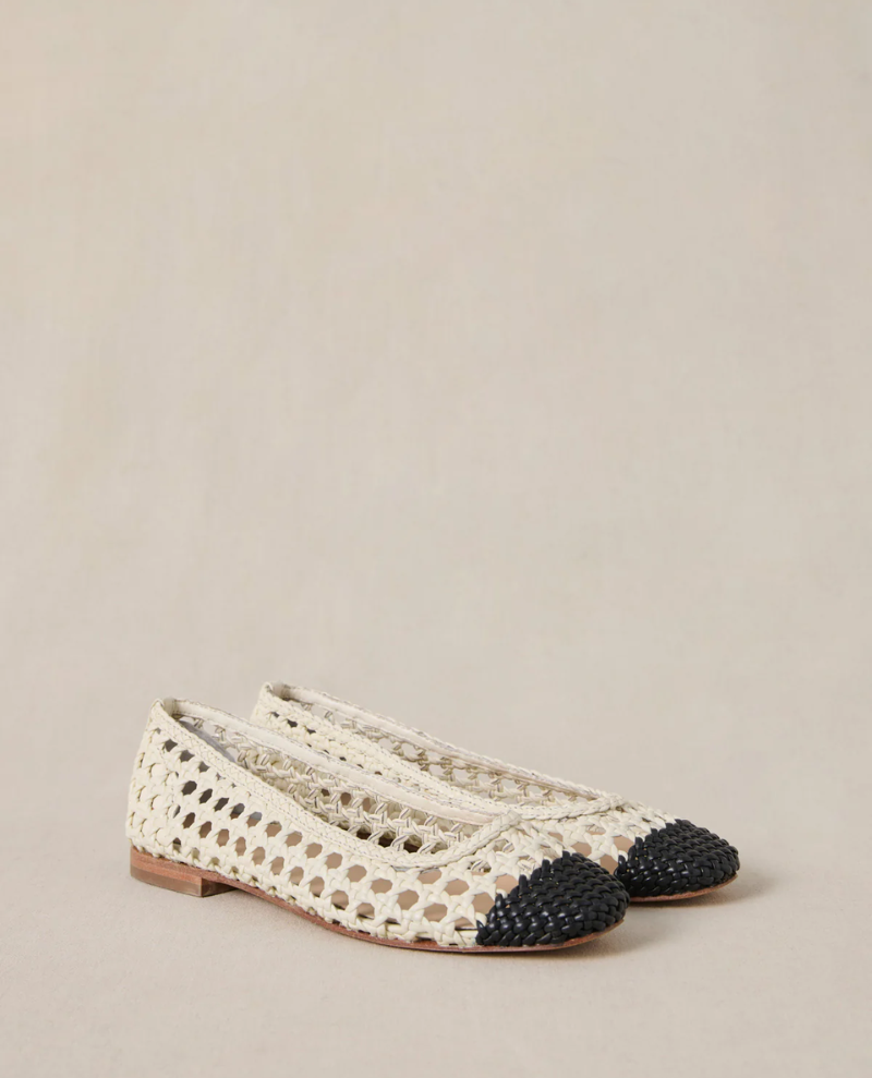 Petite Mendigote Coralie Cream Woven Ballet Pumps