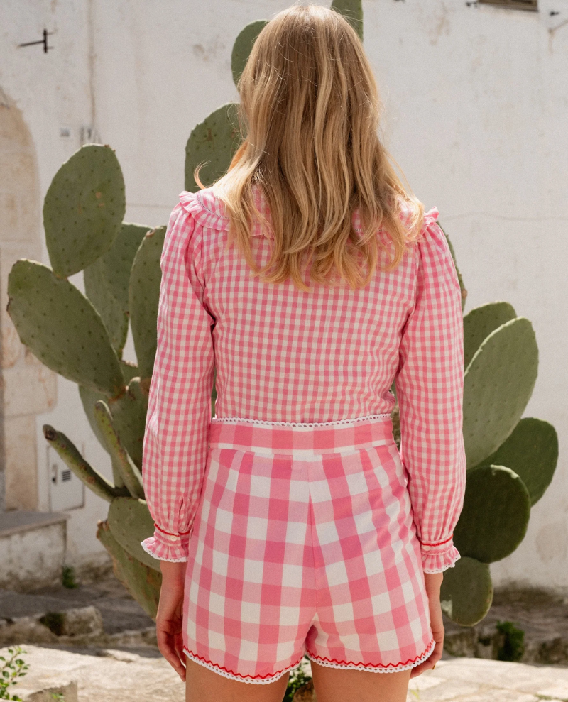 Pink City Prints Ava Candyfloss Gingham Shorts