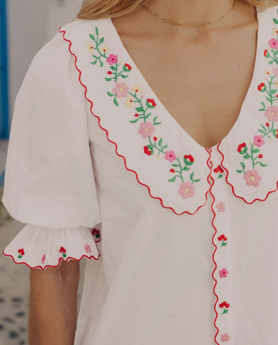 Pink City Prints Ava Folk Embroidery Linen Dress