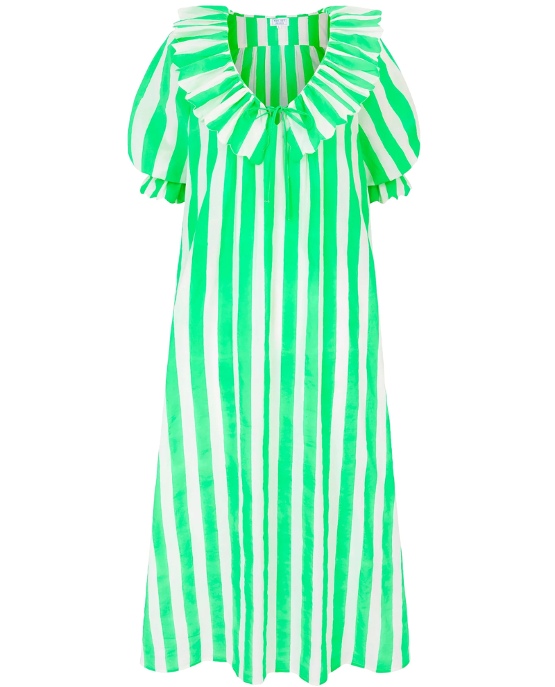Pink City Prints Ava Neon Green Stripe Dress