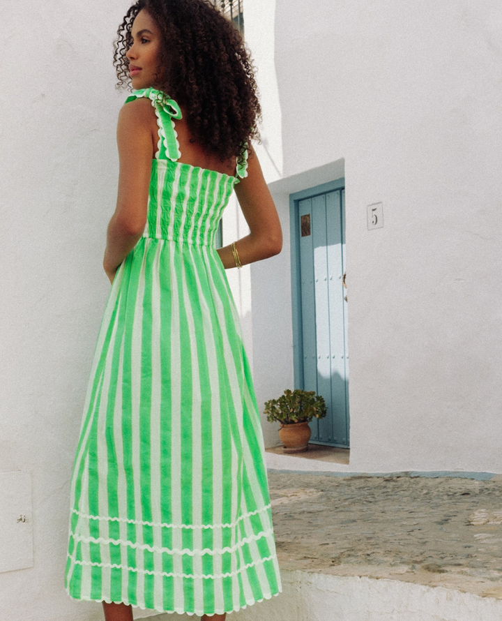 Pink City Prints Immy Neon Green Stripe Dress