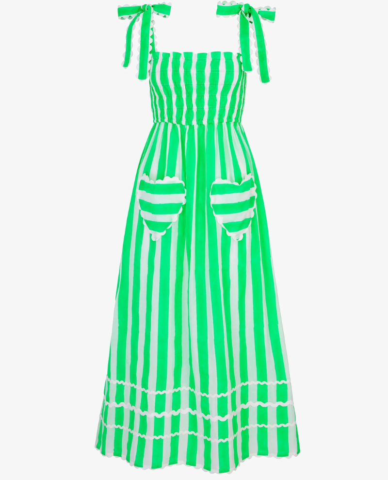 Pink City Prints Immy Neon Green Stripe Dress