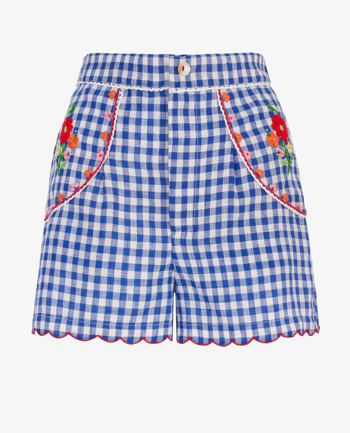 Pink City Prints Ava Picnic Gingham Linen Shorts