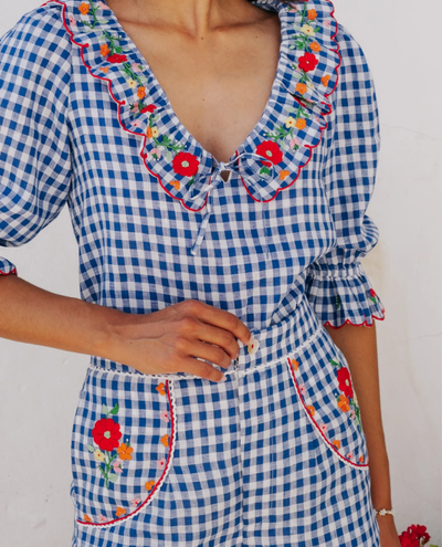 Pink City Prints Ava Picnic Gingham Linen Shorts