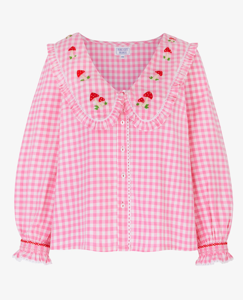 Pink City Prints Esme Candyfloss Gingham Blouse