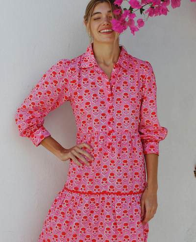 Pink City Prints Gina Bubblegum Marigold Dress