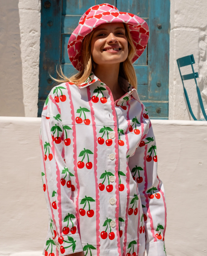 Pink City Prints Romy Scalloped Cherry Jacket