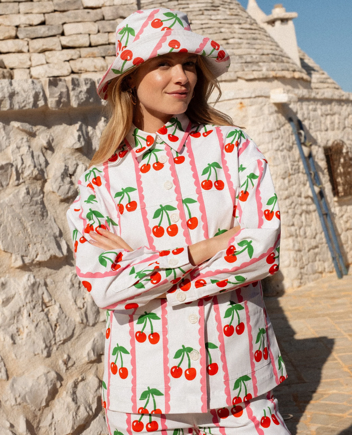 Pink City Prints Romy Scalloped Cherry Jacket