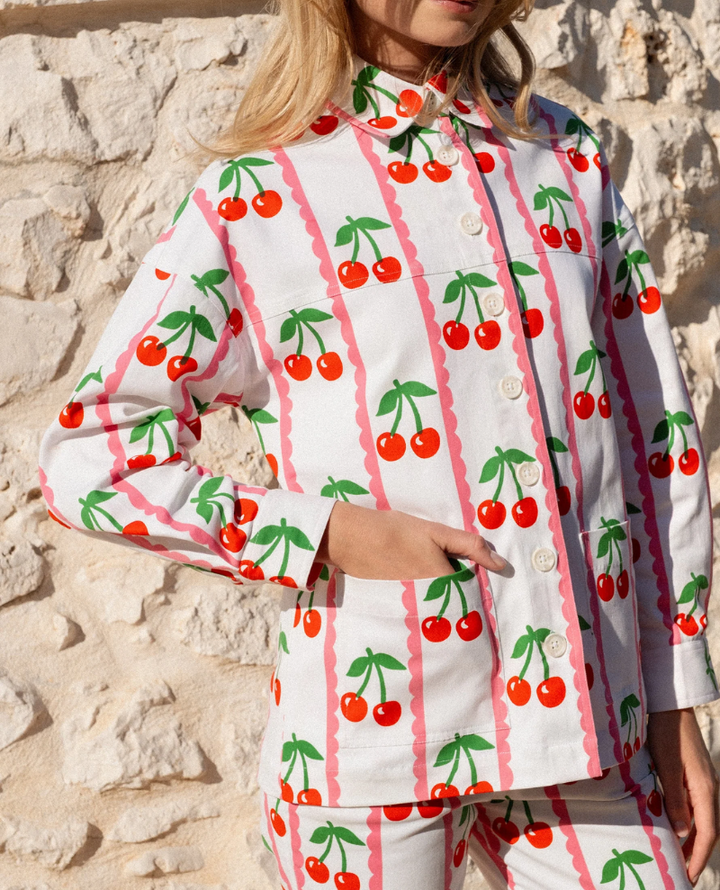 Pink City Prints Romy Scalloped Cherry Jacket