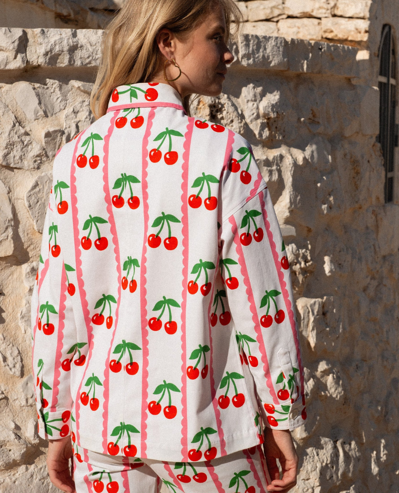 Pink City Prints Romy Scalloped Cherry Jacket