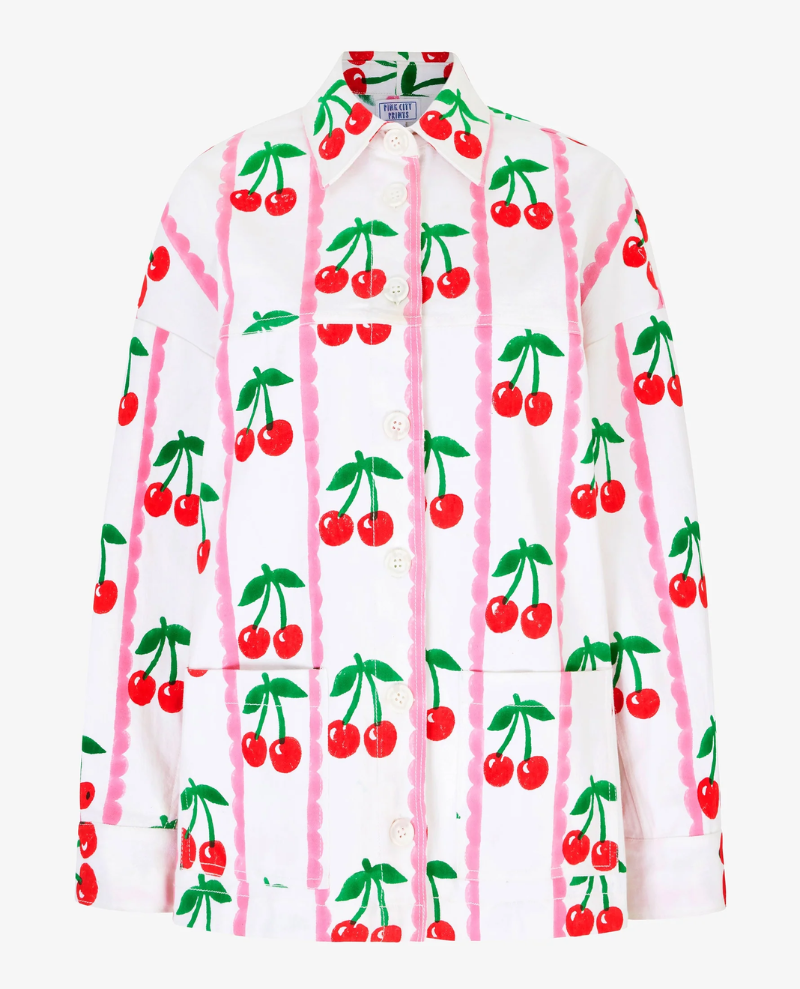 Pink City Prints Romy Scalloped Cherry Jacket