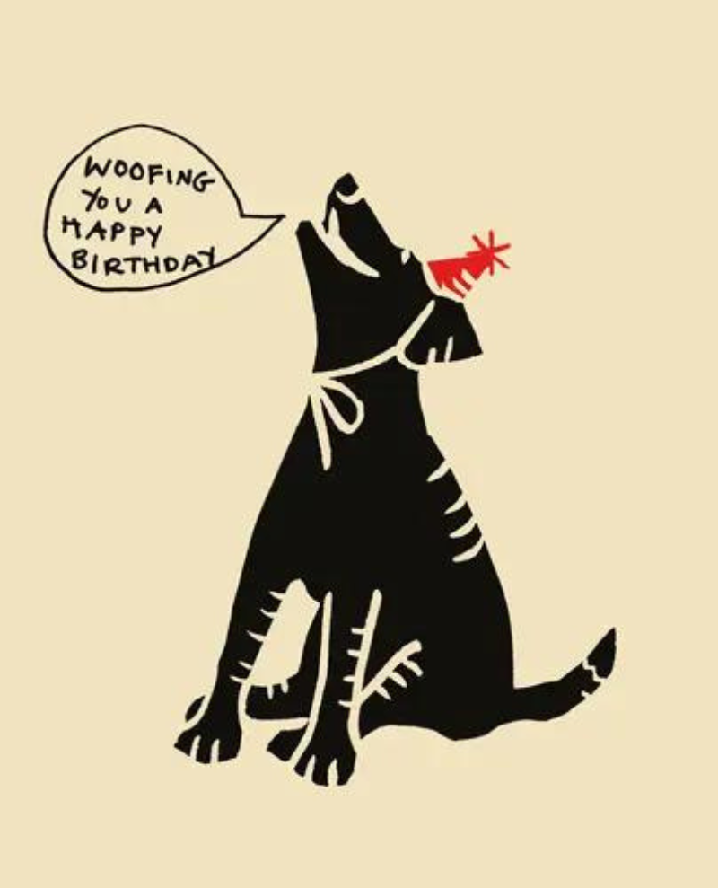 Poet and Painter Woofing Happy Birthday Card