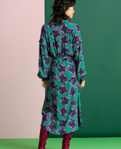 Pom Amsterdam Flower Pop Pink Green Dress