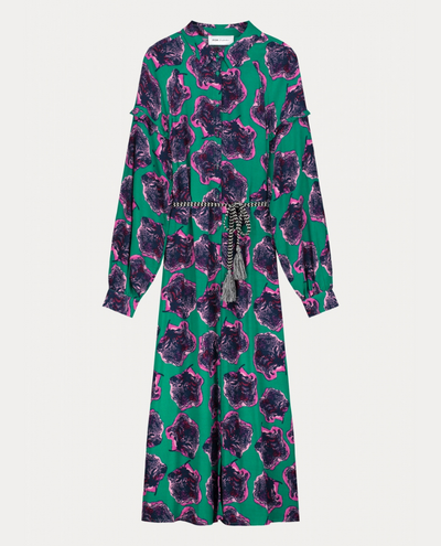 Pom Amsterdam Flower Pop Pink Green Dress