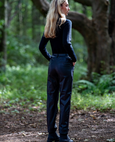 Reiko Sandy Black Highwaist Faux Leather Trousers