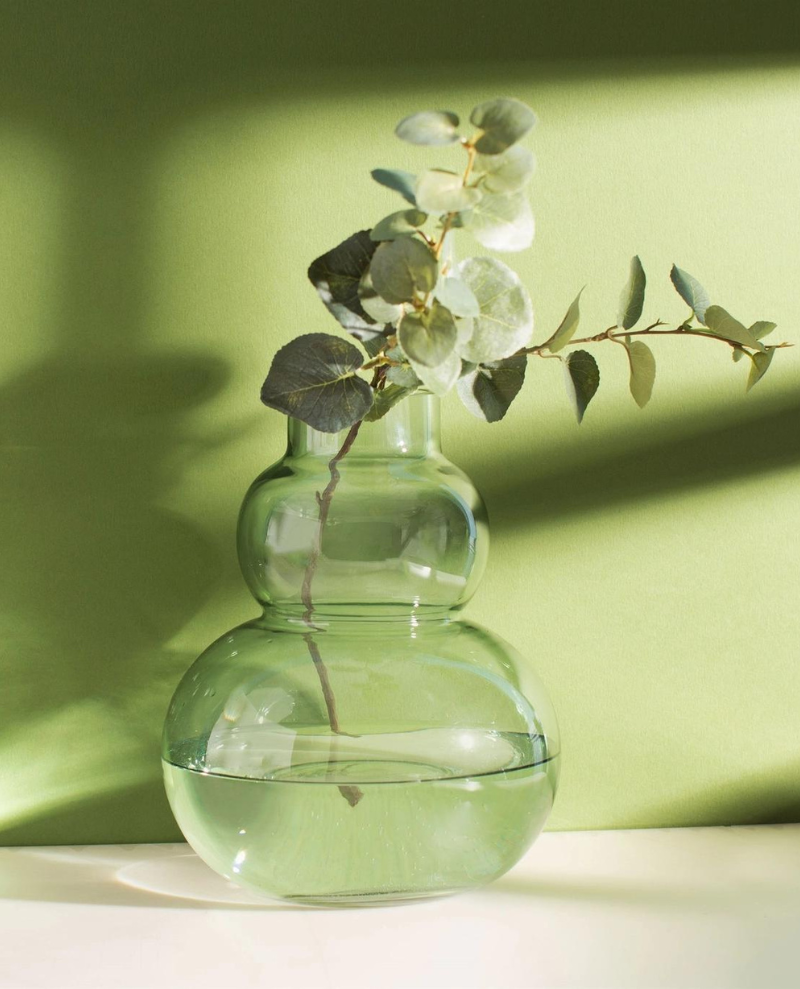 Glass Pebble Green Vase