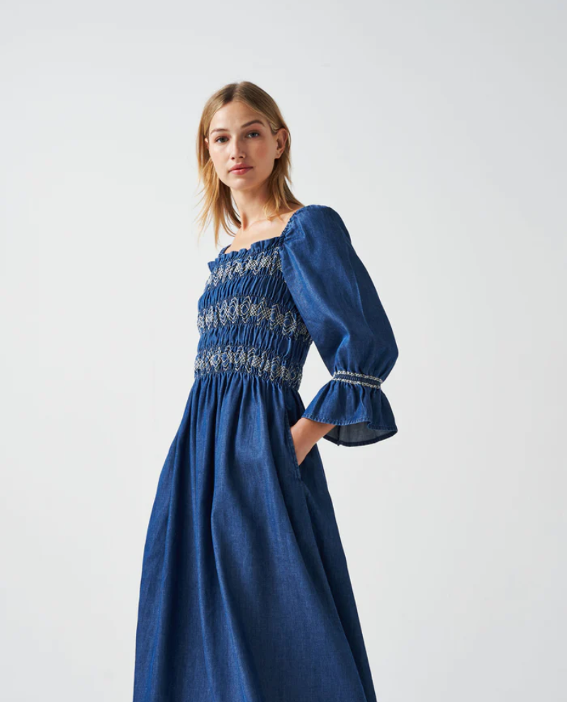 Seventy and Mochi Sally Washed Indigo Dress