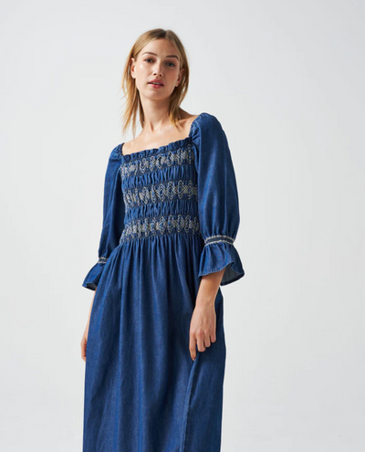 Seventy and Mochi Sally Washed Indigo Dress